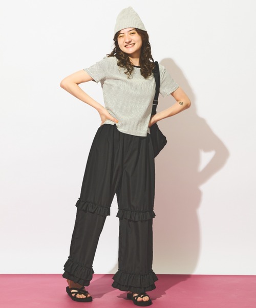 MERLOT(メルロー)の「ストレッチボーダーTシャツ(Tシャツ/カットソー・レディース・ブルー/レッド/ブラック・FREE)」の21枚目の写真
