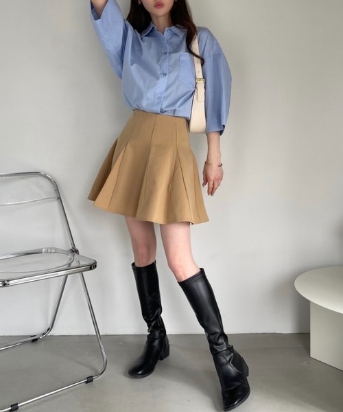 Ada.（エイダ）の「ハイウエスト フレアミニスカート インナーパンツ 裏地付き（スカート・レディース・アイボリー/ブラック/グレー/グレー系その他/カーキ/ベージュ/ブラウン・S/M/XS）」の17枚目の写真