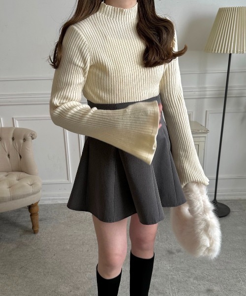 Ada.（エイダ）の「ハイウエスト フレアミニスカート インナーパンツ 裏地付き（スカート・レディース・アイボリー/ブラック/グレー/グレー系その他/カーキ/ベージュ/ブラウン・S/M/XS）」の16枚目の写真