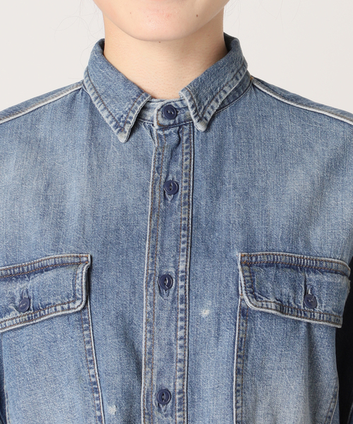 R13（アールサーティーン）の「【R13/アールサーティーン】CROPPED DENIM SHIRT（シャツ/ブラウス・レディース・ブルー・FREE）」の13枚目の写真