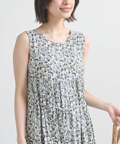rps（アールピーエス）の「レーヨンプリントノースリーブワンピース