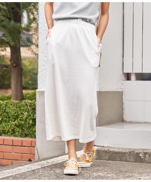 anap mimpi（アナップミンピ）の「ガーゼ裏毛バックスリットロングスカート（スカート・レディース・ブラック/オフホワイト/ベージュ・FREE）」の2枚目の写真