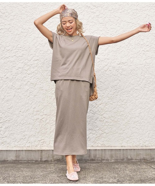 anap mimpi（アナップミンピ）の「ガーゼ裏毛バックスリットロングスカート（スカート・レディース・ブラック/オフホワイト/ベージュ・FREE）」の8枚目の写真