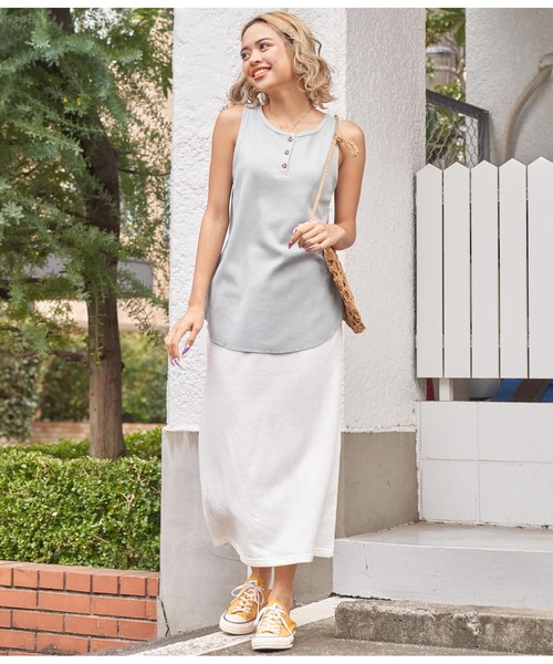 anap mimpi（アナップミンピ）の「ガーゼ裏毛バックスリットロングスカート（スカート・レディース・ブラック/オフホワイト/ベージュ・FREE）」の6枚目の写真