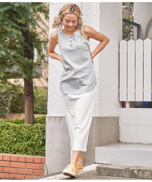 anap mimpi（アナップミンピ）の「ガーゼ裏毛バックスリットロングスカート（スカート・レディース・ブラック/オフホワイト/ベージュ・FREE）」の21枚目の写真