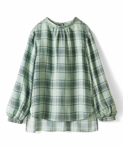 IEDIT(イディット)の「IEDIT 女性らしさが上がる 軽やかチェックブラウス(シャツ/ブラウス・レディース・ブラック/グリーン・MEDIUM/LARGE/X-LARGE/XX-LARGE/XXX-LARGE/SMALL)」の1枚目の写真