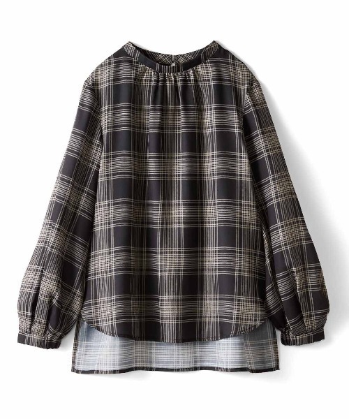 IEDIT(イディット)の「IEDIT 女性らしさが上がる 軽やかチェックブラウス(シャツ/ブラウス・レディース・ブラック/グリーン・MEDIUM/LARGE/X-LARGE/XX-LARGE/XXX-LARGE/SMALL)」の2枚目の写真