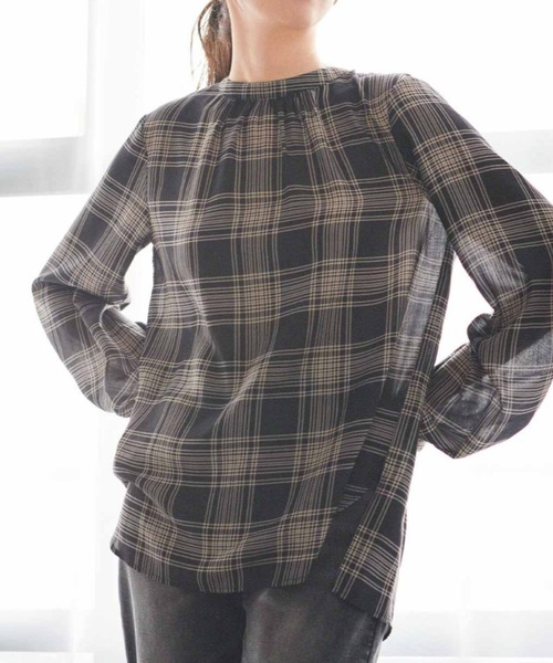 IEDIT(イディット)の「IEDIT 女性らしさが上がる 軽やかチェックブラウス(シャツ/ブラウス・レディース・ブラック/グリーン・MEDIUM/LARGE/X-LARGE/XX-LARGE/XXX-LARGE/SMALL)」の5枚目の写真