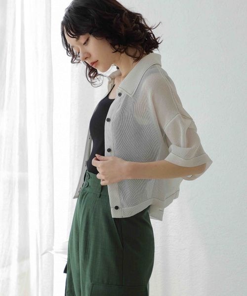 JEANASIS(ジーナシス)の「ウィーブメッシュシアーショートシャツ/906320(シャツ/ブラウス・レディース・ホワイト系その他/ブラック系その他/イエロー系その他/グリーン系その他・FREE)」の18枚目の写真