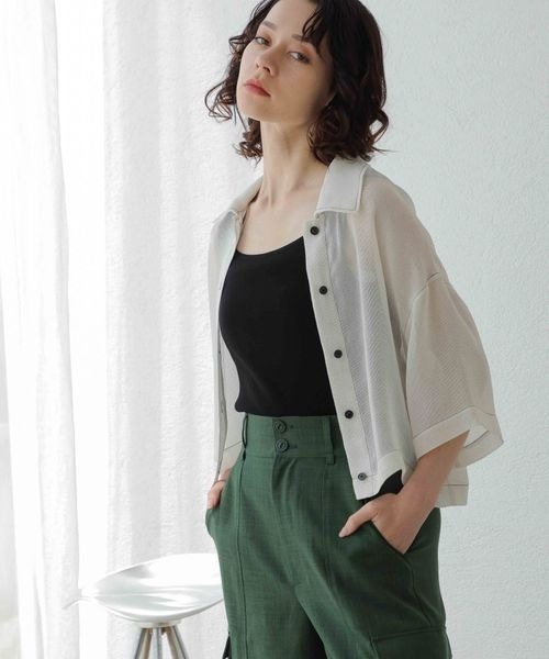 JEANASIS(ジーナシス)の「ウィーブメッシュシアーショートシャツ/906320(シャツ/ブラウス・レディース・ホワイト系その他/ブラック系その他/イエロー系その他/グリーン系その他・FREE)」の19枚目の写真