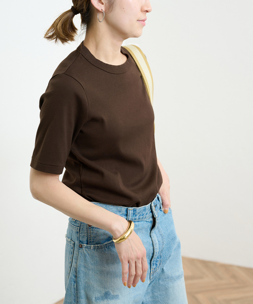 FRAMeWORK（フレームワーク）の「ギザコットンフライスコンパクトTEE（Tシャツ/カットソー・レディース・アイボリー/ホワイト/ブラウン/ブラック・FREE）」の4枚目の写真