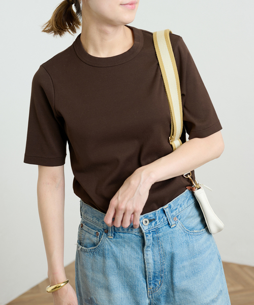 FRAMeWORK（フレームワーク）の「ギザコットンフライスコンパクトTEE（Tシャツ/カットソー・レディース・アイボリー/ホワイト/ブラウン/ブラック・FREE）」の8枚目の写真