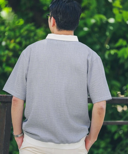 URBAN RESEARCH Sonny Label(アーバンリサーチサニーレーベル)の「『吸水速乾』『接触冷感』クイックドライプルオーバーショートスリーブシャツ(ポロシャツ・メンズ・ネイビー/ミント/ストライプ・MEDIUM/LARGE)」の22枚目の写真