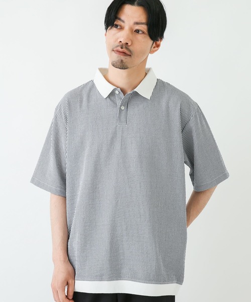 URBAN RESEARCH Sonny Label(アーバンリサーチサニーレーベル)の「『吸水速乾』『接触冷感』クイックドライプルオーバーショートスリーブシャツ(ポロシャツ・メンズ・ネイビー/ミント/ストライプ・MEDIUM/LARGE)」の20枚目の写真