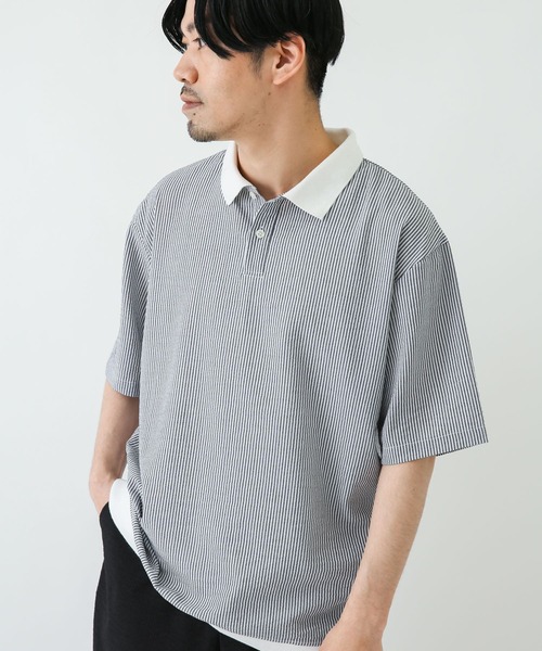 URBAN RESEARCH Sonny Label(アーバンリサーチサニーレーベル)の「『吸水速乾』『接触冷感』クイックドライプルオーバーショートスリーブシャツ(ポロシャツ・メンズ・ネイビー/ミント/ストライプ・MEDIUM/LARGE)」の19枚目の写真