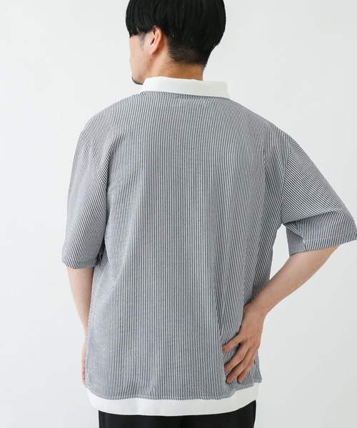 URBAN RESEARCH Sonny Label(アーバンリサーチサニーレーベル)の「『吸水速乾』『接触冷感』クイックドライプルオーバーショートスリーブシャツ(ポロシャツ・メンズ・ネイビー/ミント/ストライプ・MEDIUM/LARGE)」の18枚目の写真