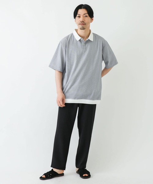 URBAN RESEARCH Sonny Label(アーバンリサーチサニーレーベル)の「『吸水速乾』『接触冷感』クイックドライプルオーバーショートスリーブシャツ(ポロシャツ・メンズ・ネイビー/ミント/ストライプ・MEDIUM/LARGE)」の17枚目の写真