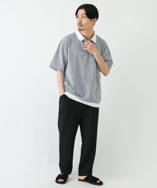 URBAN RESEARCH Sonny Label(アーバンリサーチサニーレーベル)の「『吸水速乾』『接触冷感』クイックドライプルオーバーショートスリーブシャツ(ポロシャツ・メンズ・ネイビー/ミント/ストライプ・MEDIUM/LARGE)」の16枚目の写真