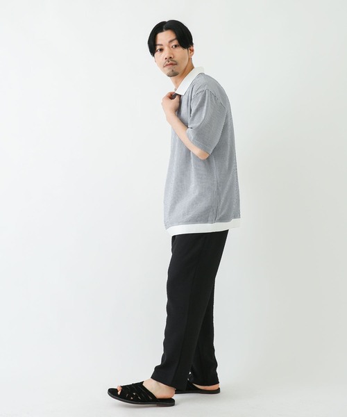 URBAN RESEARCH Sonny Label(アーバンリサーチサニーレーベル)の「『吸水速乾』『接触冷感』クイックドライプルオーバーショートスリーブシャツ(ポロシャツ・メンズ・ネイビー/ミント/ストライプ・MEDIUM/LARGE)」の15枚目の写真