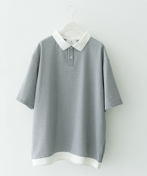 URBAN RESEARCH Sonny Label(アーバンリサーチサニーレーベル)の「『吸水速乾』『接触冷感』クイックドライプルオーバーショートスリーブシャツ(ポロシャツ・メンズ・ネイビー/ミント/ストライプ・MEDIUM/LARGE)」の14枚目の写真