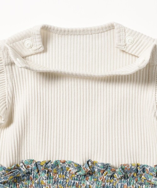 BEAMS mini（ビームスミニ）の「BEAMS mini / フラワー切替 ロンパース (70～80cm)（ロンパース・キッズ・パープル系その他6/オフホワイト/サックスブルー・80/70）」の13枚目の写真