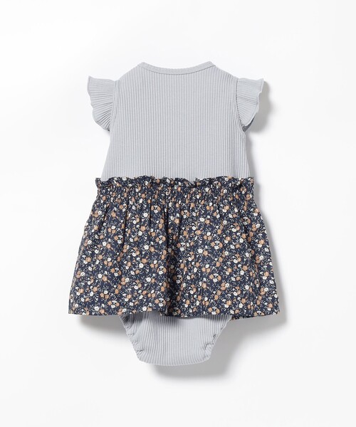 BEAMS mini（ビームスミニ）の「BEAMS mini / フラワー切替 ロンパース (70～80cm)（ロンパース・キッズ・パープル系その他6/オフホワイト/サックスブルー・80/70）」の6枚目の写真
