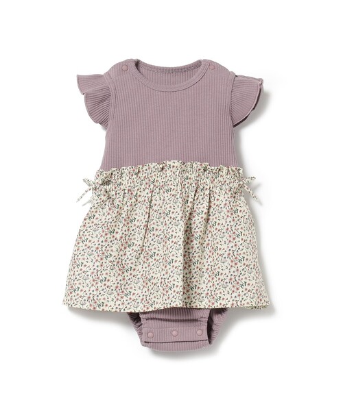 BEAMS mini（ビームスミニ）の「BEAMS mini / フラワー切替 ロンパース (70～80cm)（ロンパース・キッズ・パープル系その他6/オフホワイト/サックスブルー・80/70）」の8枚目の写真