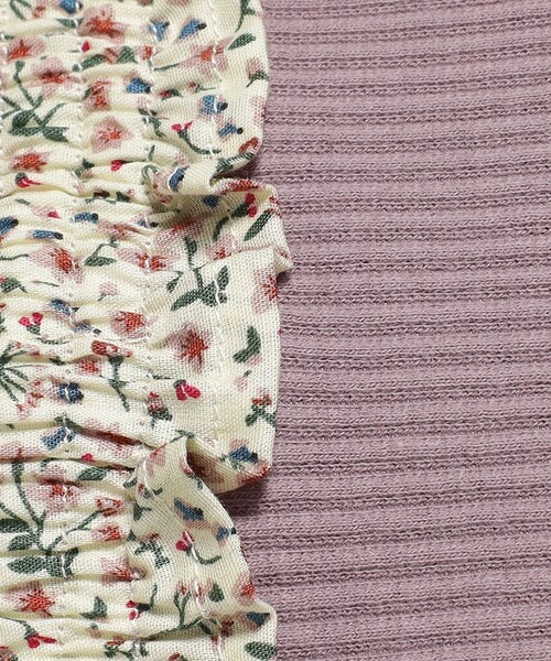 BEAMS mini（ビームスミニ）の「BEAMS mini / フラワー切替 ロンパース (70～80cm)（ロンパース・キッズ・パープル系その他6/オフホワイト/サックスブルー・80/70）」の10枚目の写真