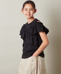 a.v.v（アーヴェヴェ）の「[140-150]フリルデザインアシメオフショルカットソー（Tシャツ/カットソー・キッズ）」
