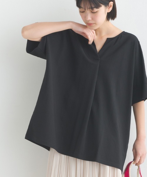 セール】接触冷感キーネック半袖プルオーバー（Tシャツ
