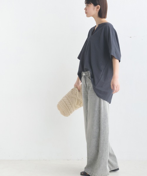 セール】接触冷感キーネック半袖プルオーバー（Tシャツ/カットソー