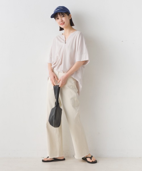 接触冷感キーネック半袖プルオーバー（Tシャツ/カットソー