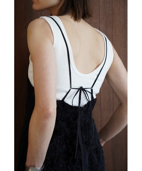 CLANE（クラネ）の「CLANE/クラネ/FRINGE CAMISOLE ALL IN ONE（つなぎ/オールインワン・レディース・アイボリー/ブラック/ベージュ・1）」の5枚目の写真
