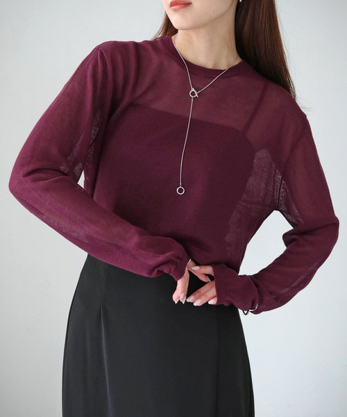 cheriella(シェリエラ)の「【cheriella】WEB限定バックストリングシアーニットトップス(ニット/セーター・レディース・ブルー/アイボリー/ブラック/カーキ/ワインレッド/チャコールグレー・M)」の18枚目の写真