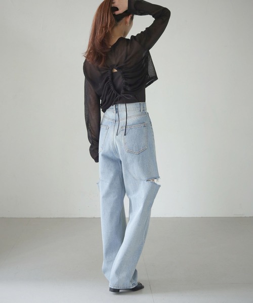 cheriella(シェリエラ)の「【cheriella】WEB限定バックストリングシアーニットトップス(ニット/セーター・レディース・ブルー/アイボリー/ブラック/カーキ/ワインレッド/チャコールグレー・M)」の9枚目の写真