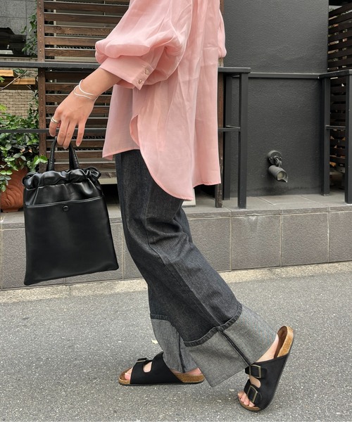CPCM(シーピーシーエム)の「綿麻折り返しベルトデニムパンツ(デニムパンツ・レディース・ブラック/ブルー・FREE)」の8枚目の写真