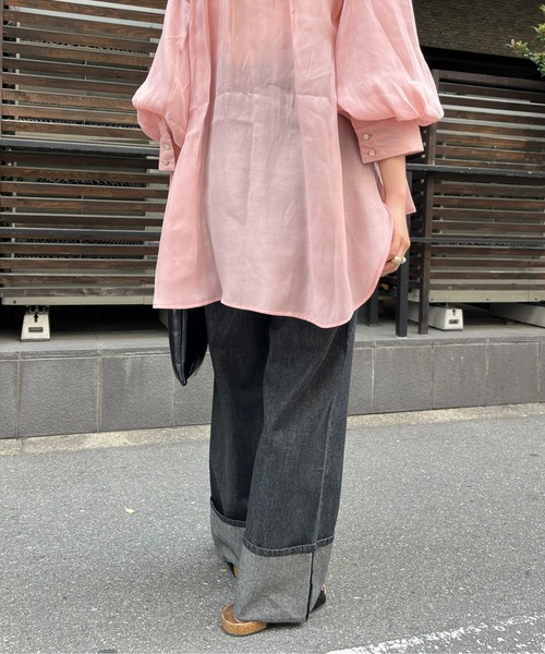 CPCM(シーピーシーエム)の「綿麻折り返しベルトデニムパンツ(デニムパンツ・レディース・ブラック/ブルー・FREE)」の9枚目の写真