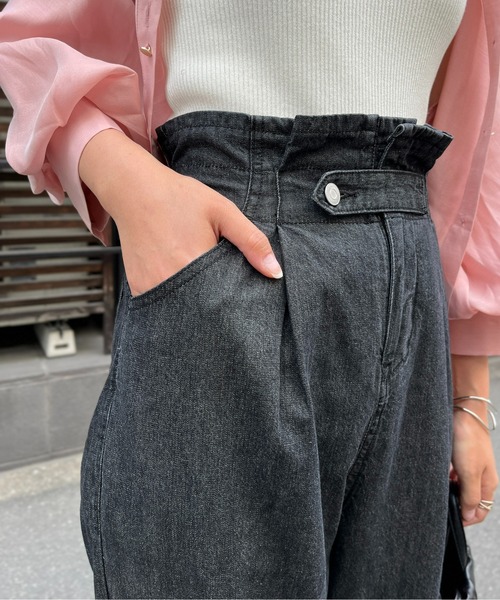 CPCM(シーピーシーエム)の「綿麻折り返しベルトデニムパンツ(デニムパンツ・レディース・ブラック/ブルー・FREE)」の12枚目の写真