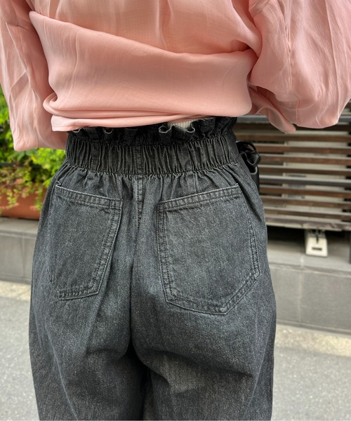 CPCM(シーピーシーエム)の「綿麻折り返しベルトデニムパンツ(デニムパンツ・レディース・ブラック/ブルー・FREE)」の13枚目の写真