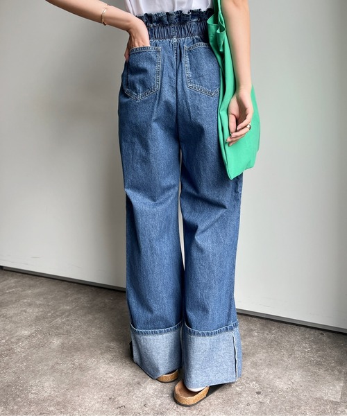 CPCM(シーピーシーエム)の「綿麻折り返しベルトデニムパンツ(デニムパンツ・レディース・ブラック/ブルー・FREE)」の16枚目の写真