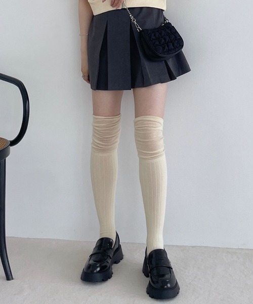 Heather（ヘザー）の「シアーキリカエリブSOX　964396（ソックス/靴下・レディース・グレー/アイボリー/ブラック/オフホワイト・FREE）」の5枚目の写真