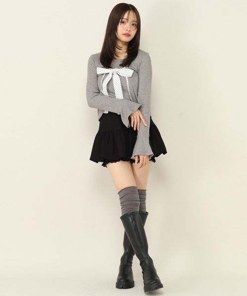 Heather(ヘザー)の「シアーキリカエリブSOX 964396(ソックス/靴下・レディース・グレー/アイボリー/ブラック/オフホワイト・FREE)」の6枚目の写真