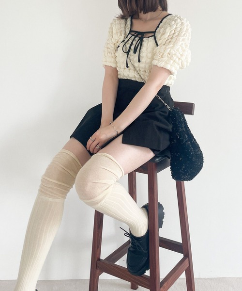 Heather（ヘザー）の「シアーキリカエリブSOX　964396（ソックス/靴下・レディース・グレー/アイボリー/ブラック/オフホワイト・FREE）」の10枚目の写真