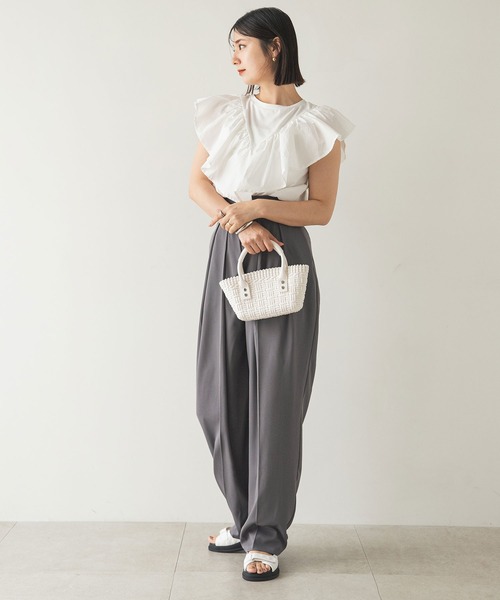 ［VINTAGE] ポリエステルトラックパンツMレディース★Aランク earth_eco_loco テーパードパンツ レディース S〜4L 微起毛