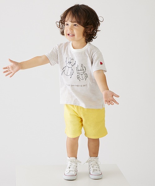 petit main(プティマイン)の「カラーハーフパンツ(その他パンツ・キッズ・チャコール/ラベンダー/オレンジ/ターコイズブルー/イエロー/カーキ/ベージュ・90cm/100cm/110cm/120cm/130cm)」の7枚目の写真