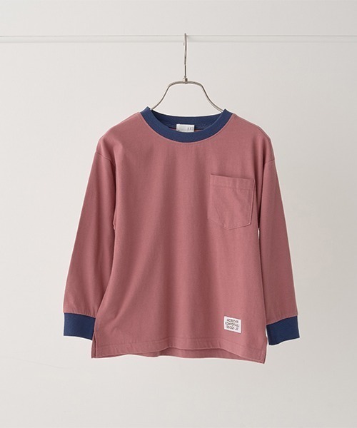 b・ROOM(ビールーム)の「【型崩れしないやわらかコットン】バイカラーポケットTシャツ(Tシャツ/カットソー・キッズ・アイボリー/グレイッシュベージュ/レッド/マスタード/チャコール・100cm/110cm/120cm/130cm/140cm/150cm)」の20枚目の写真