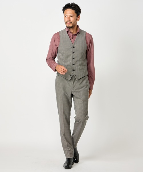 MEN'S BIGI（メンズビギ）の「トリコットコーデュロイ千鳥格子プリントスラックスパンツ＜セットアップ対応＞（スラックス・メンズ・ブラウン/グレー・02/03/01/04）」の19枚目の写真