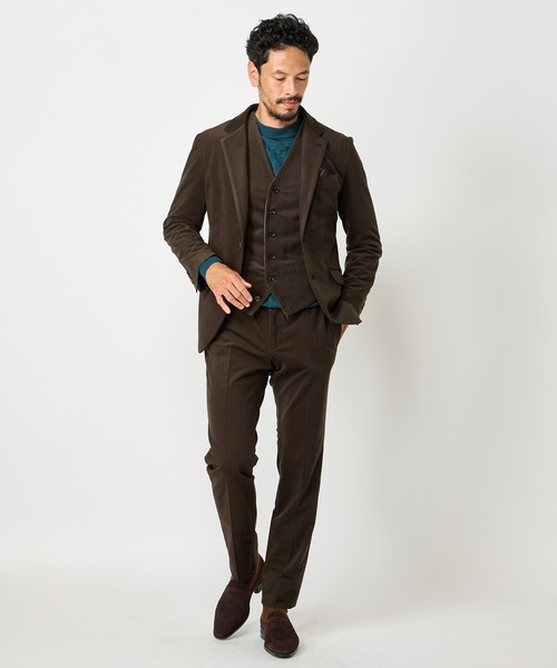 MEN'S BIGI（メンズビギ）の「トリコットコーデュロイ千鳥格子プリントスラックスパンツ＜セットアップ対応＞（スラックス・メンズ・ブラウン/グレー・02/03/01/04）」の21枚目の写真