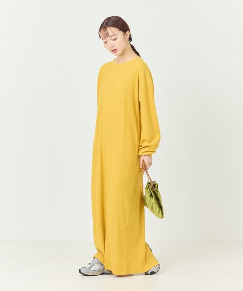 FREAK'S STORE（フリークスストア）の「限定展開　セルフカット リブクルーネック Ｔシャツワンピース（ワンピース・レディース・グリーン/ブラック/ブルー/ナチュラル/グレー/イエロー/オレンジ・ﾌﾘ-）」の6枚目の写真