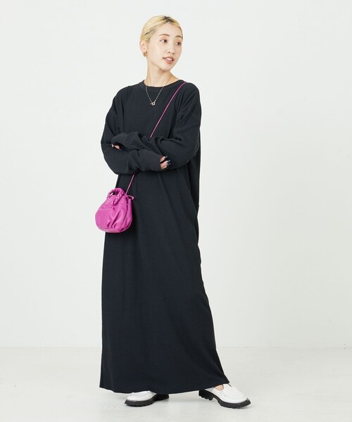 FREAK'S STORE（フリークスストア）の「限定展開　セルフカット リブクルーネック Ｔシャツワンピース（ワンピース・レディース・グリーン/ブラック/ブルー/ナチュラル/グレー/イエロー/オレンジ・ﾌﾘ-）」の20枚目の写真